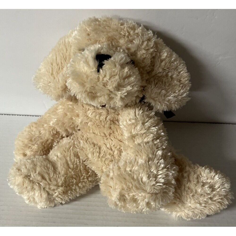 Nanco Plush Dog Puppy Tan Cream Brown Ribbon Bow Stuffed Animal
